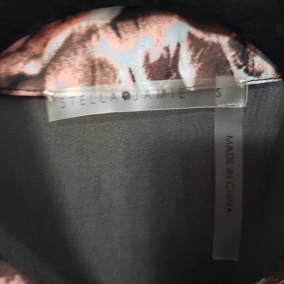 Stella & Jamie Feather Print Chiffon Silk Blouse S - Picture 5 of 10